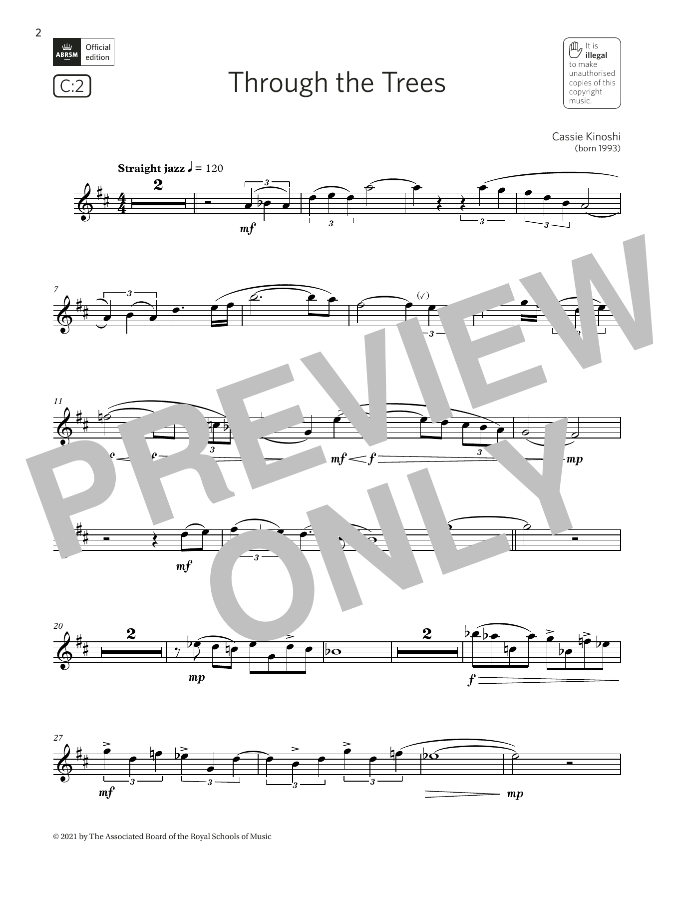Cassie Kinoshi Through the Trees (Grade 5 List C2 from the ABRSM Saxophone syllabus from 2022) Sheet Music Notes & Chords for Alto Sax Solo - Download or Print PDF