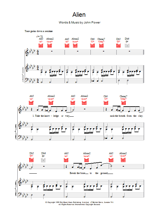 Cast Alien Sheet Music Notes & Chords for Piano, Vocal & Guitar - Download or Print PDF
