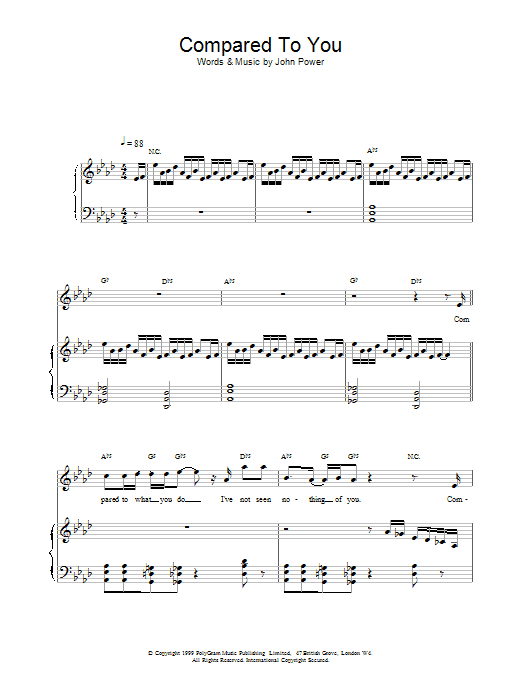 Cast Compared To You Sheet Music Notes & Chords for Piano, Vocal & Guitar (Right-Hand Melody) - Download or Print PDF