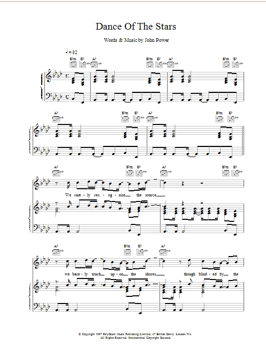 Preview Cast Dance Of The Stars Pop sheet music, notes and chords for Piano, Vocal & Guitar (Right-Hand Melody), SKU: 17868 Dance Of The Stars sheet music