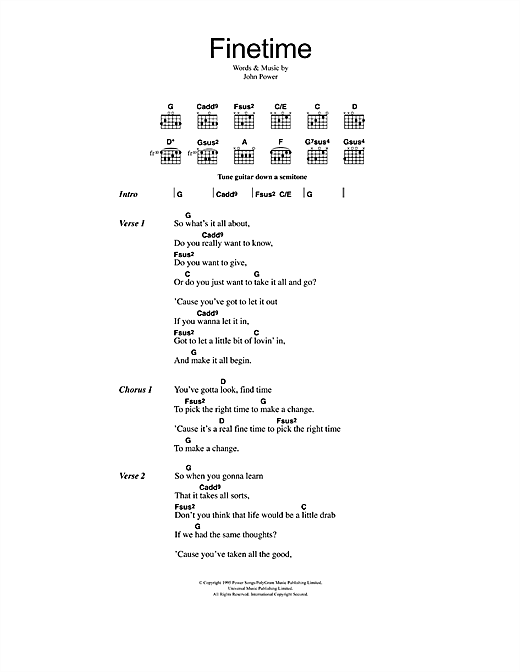 Cast Finetime Sheet Music Notes & Chords for Lyrics & Chords - Download or Print PDF
