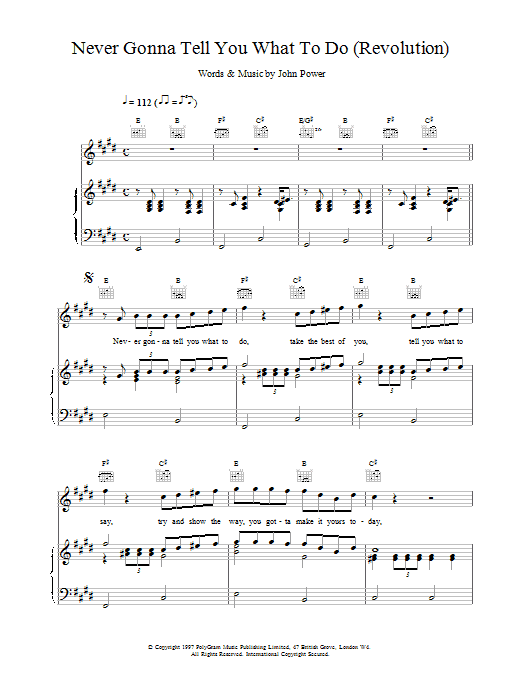 Never Gonna Tell You What To Do (Revolution) sheet music