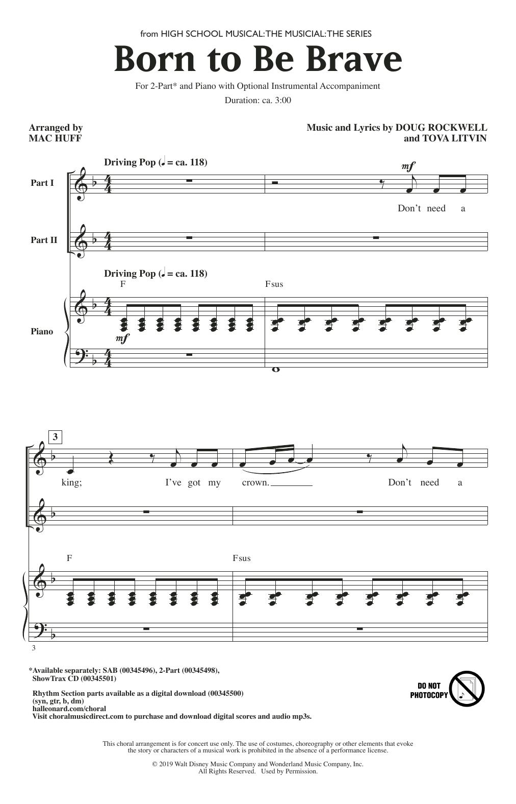 Cast of High School Musical: The Musical: The Series Born To Be Brave (from High School Musical: The Musical: The Series) (arr. Mac Huff) Sheet Music Notes & Chords for SAB Choir - Download or Print PDF Cast of High School Musical: The Musical: The Series Born To Be Brave (from High School Musical: The Musical: The Series) (arr. Mac Huff) Sheet Music Notes & Chords for SAB Choir - Download or Print PDF