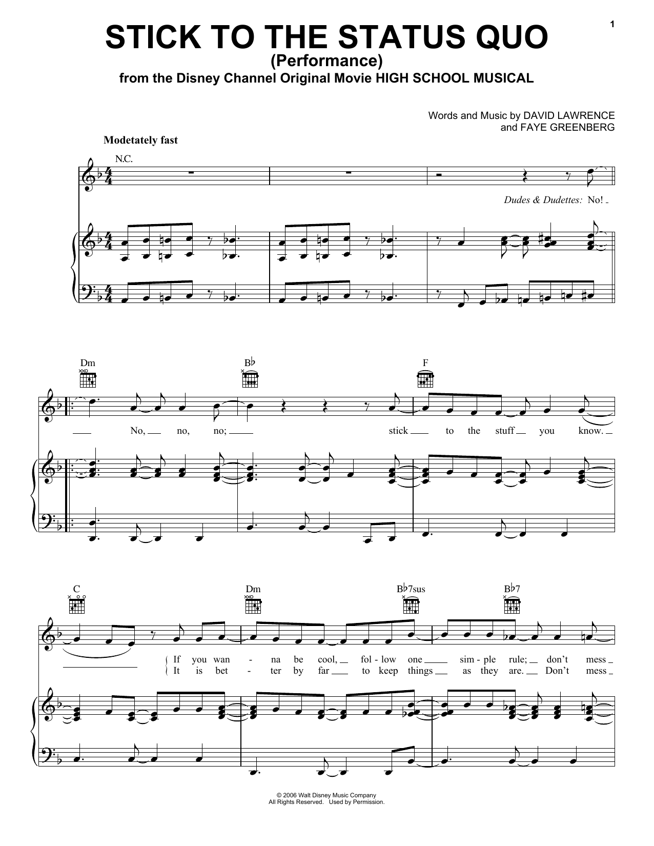 Cast of High School Musical: The Musical: The Series Stick To The Status Quo (from High School Musical: The Musical: The Series) Sheet Music Notes & Chords for Piano, Vocal & Guitar (Right-Hand Melody) - Download or Print PDF