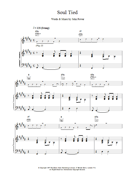 Preview Cast Soul Tied Pop sheet music, notes and chords for Piano, Vocal & Guitar (Right-Hand Melody), SKU: 17877 Soul Tied sheet music