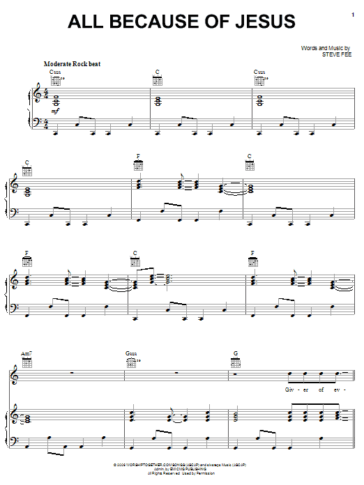 Casting Crowns All Because Of Jesus Sheet Music Notes & Chords for Easy Guitar Tab - Download or Print PDF
