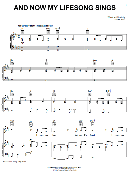 Casting Crowns And Now My Lifesong Sings Sheet Music Notes & Chords for Easy Piano - Download or Print PDF