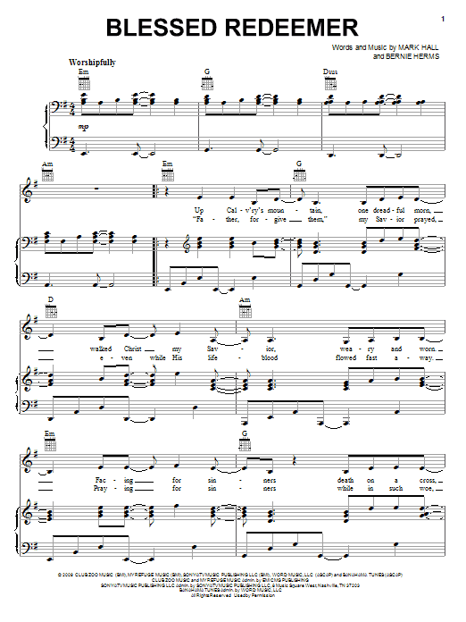 Casting Crowns Blessed Redeemer Sheet Music Notes & Chords for Easy Piano - Download or Print PDF