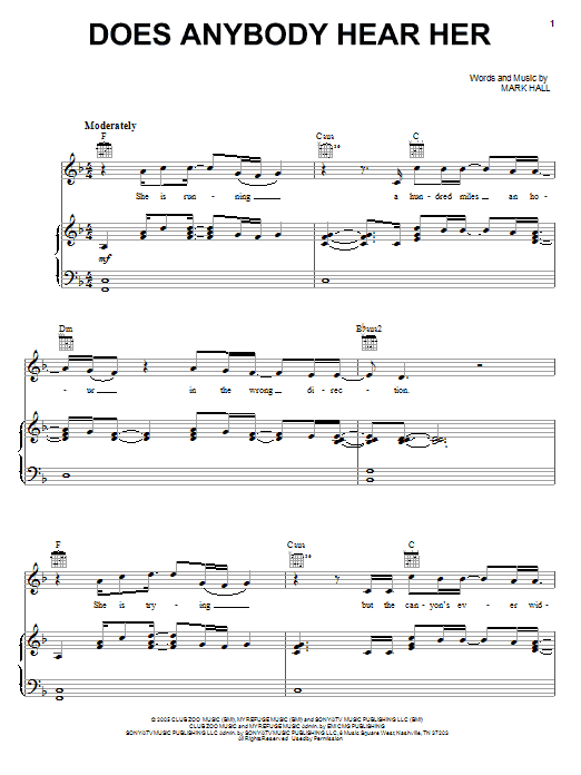 Casting Crowns Does Anybody Hear Her Sheet Music Notes & Chords for Easy Guitar with TAB - Download or Print PDF