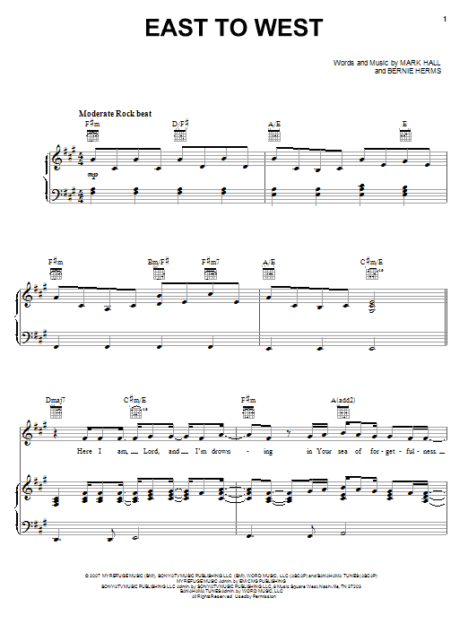 Casting Crowns East To West Sheet Music Notes & Chords for Easy Guitar Tab - Download or Print PDF