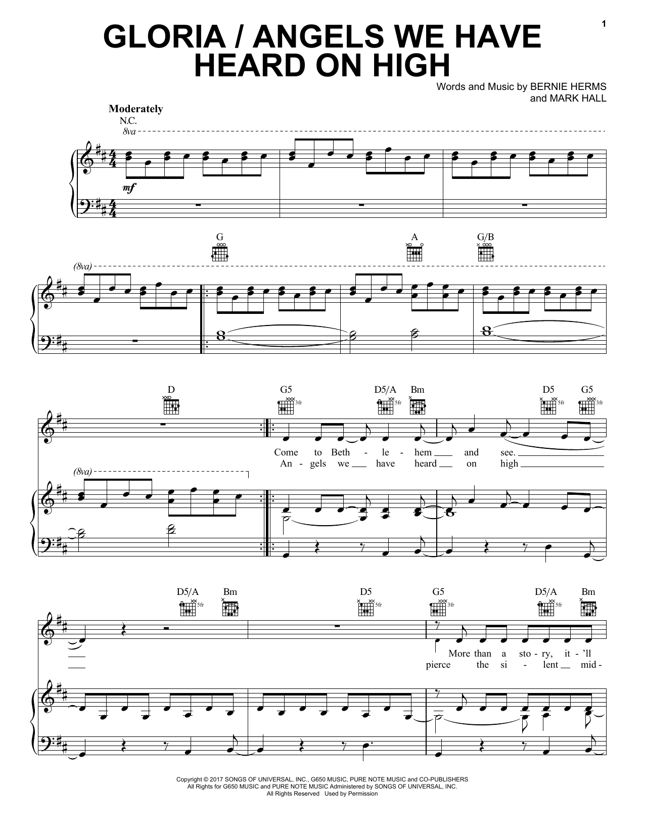 Casting Crowns Gloria / Angels We Have Heard On High Sheet Music Notes & Chords for Piano, Vocal & Guitar (Right-Hand Melody) - Download or Print PDF
