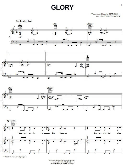 Casting Crowns Glory Sheet Music Notes & Chords for Piano, Vocal & Guitar (Right-Hand Melody) - Download or Print PDF Casting Crowns Glory Sheet Music Notes & Chords for Piano, Vocal & Guitar (Right-Hand Melody) - Download or Print PDF