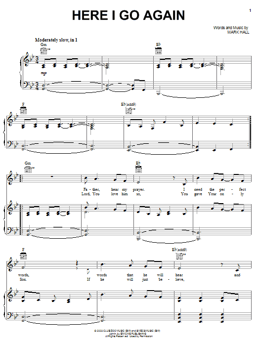 Casting Crowns Here I Go Again Sheet Music Notes & Chords for Piano - Download or Print PDF Casting Crowns Here I Go Again Sheet Music Notes & Chords for Piano - Download or Print PDF