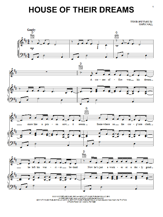 Casting Crowns House Of Their Dreams Sheet Music Notes & Chords for Piano, Vocal & Guitar (Right-Hand Melody) - Download or Print PDF