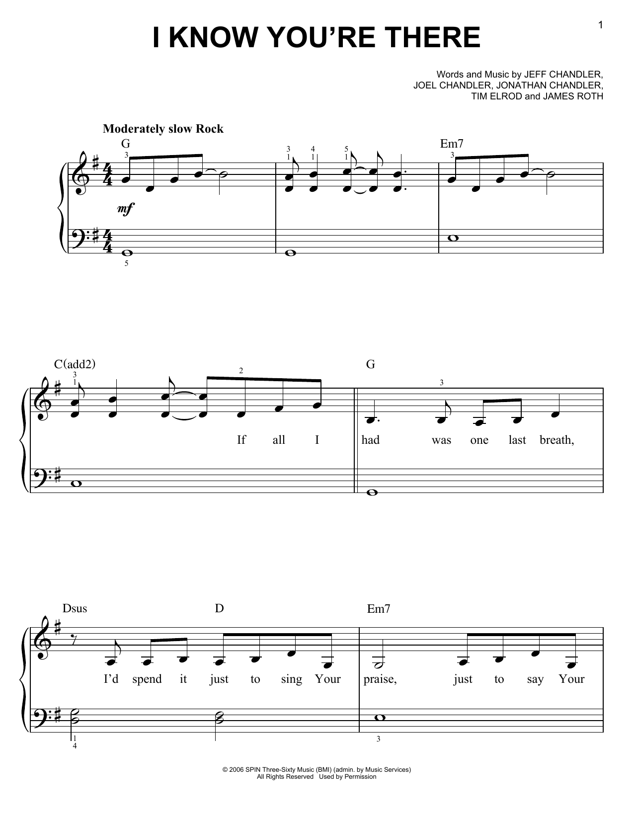Casting Crowns I Know You're There Sheet Music Notes & Chords for Easy Piano - Download or Print PDF
