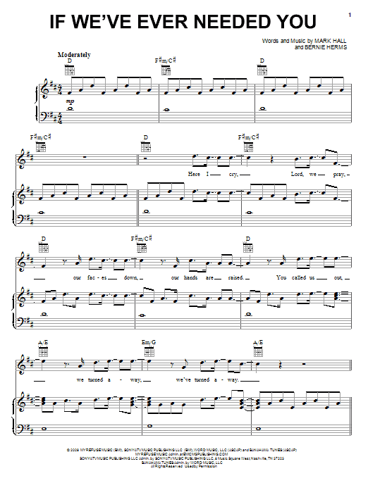 Casting Crowns If We've Ever Needed You Sheet Music Notes & Chords for Easy Guitar Tab - Download or Print PDF