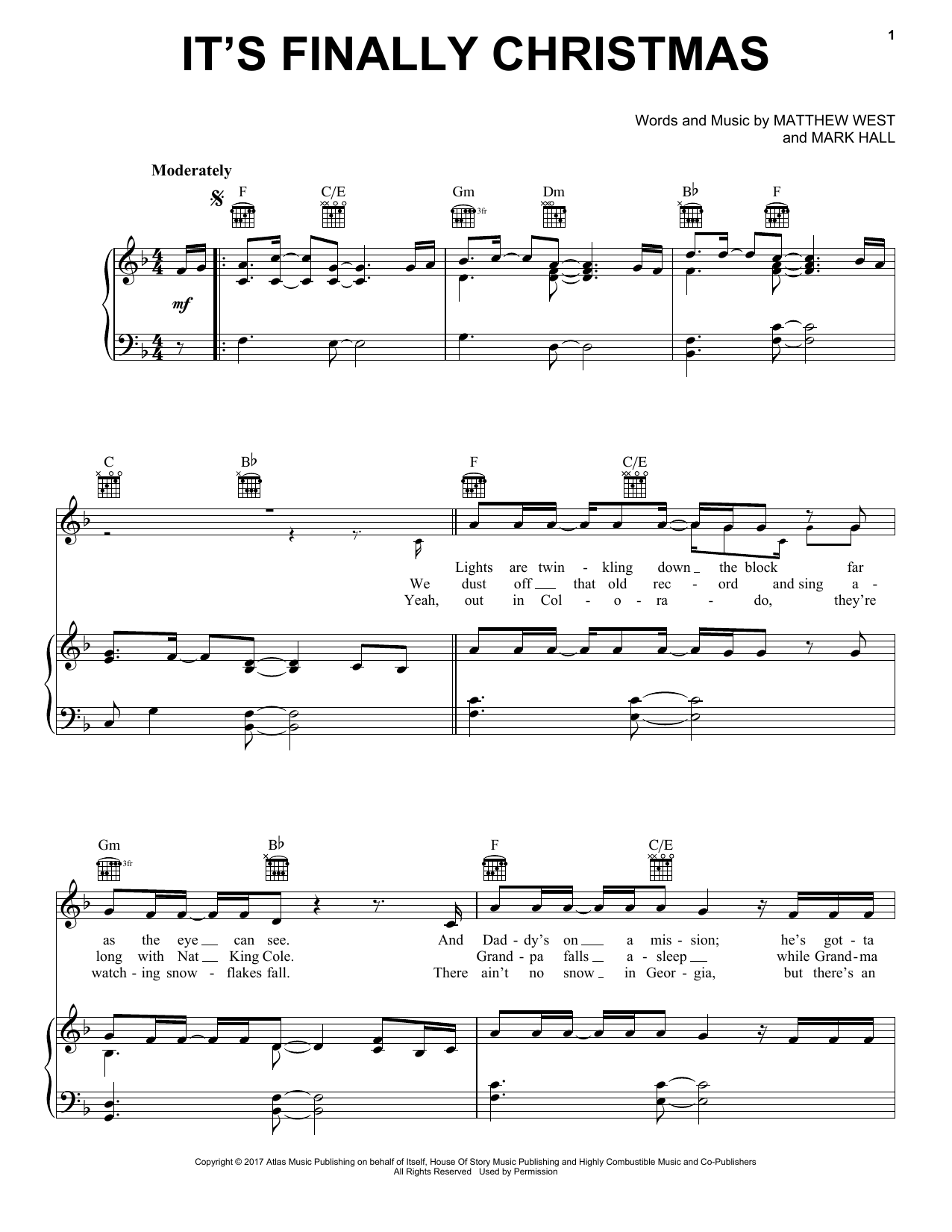 Casting Crowns It's Finally Christmas Sheet Music Notes & Chords for Piano, Vocal & Guitar (Right-Hand Melody) - Download or Print PDF