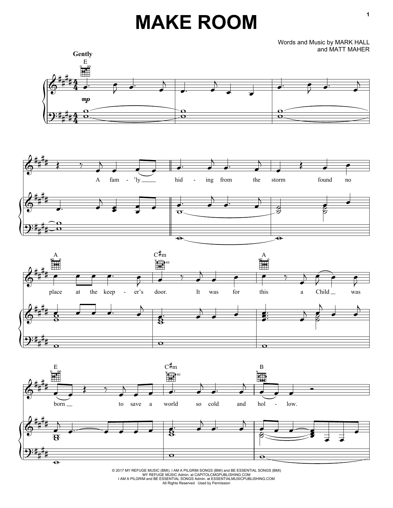 Casting Crowns Make Room (feat. Matt Maher) Sheet Music Notes & Chords for Piano, Vocal & Guitar (Right-Hand Melody) - Download or Print PDF