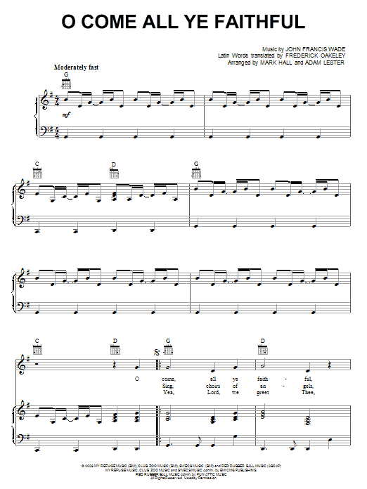 Casting Crowns O Come, All Ye Faithful Sheet Music Notes & Chords for Piano, Vocal & Guitar (Right-Hand Melody) - Download or Print PDF