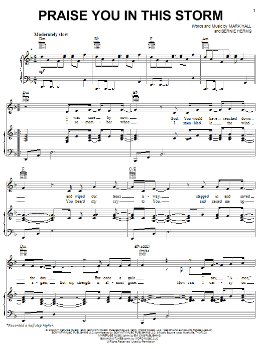 Casting Crowns Praise You In This Storm Sheet Music Notes & Chords for Easy Guitar Tab - Download or Print PDF