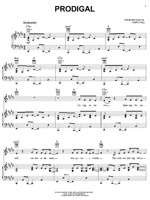 Casting Crowns Prodigal Sheet Music Notes & Chords for Easy Piano - Download or Print PDF
