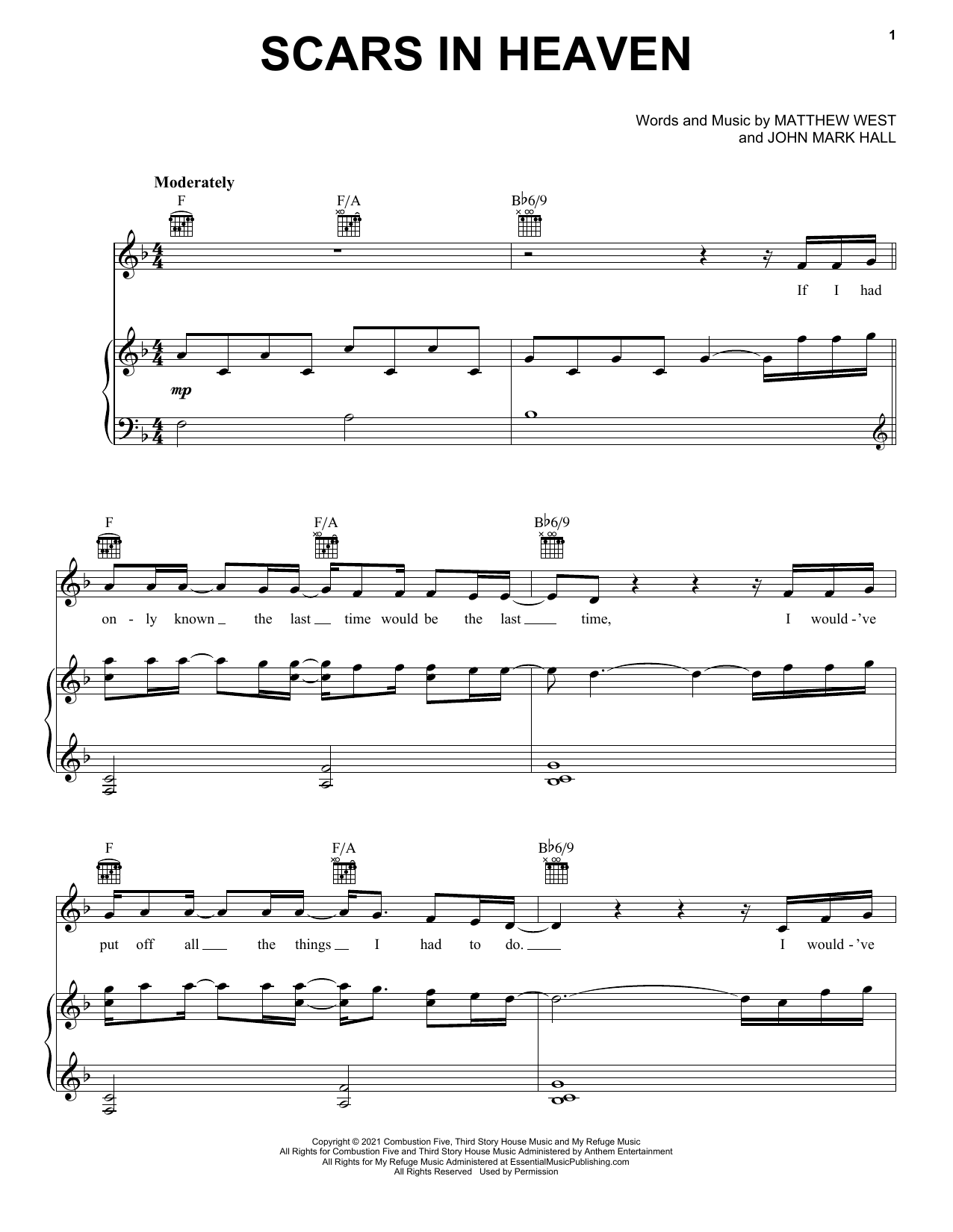 Casting Crowns Scars In Heaven Sheet Music Notes & Chords for Easy Piano - Download or Print PDF