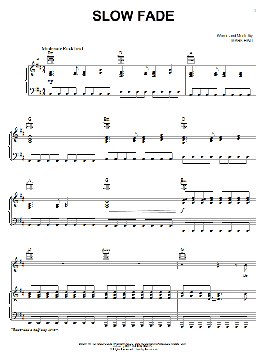 Casting Crowns Slow Fade Sheet Music Notes & Chords for Easy Guitar with TAB - Download or Print PDF