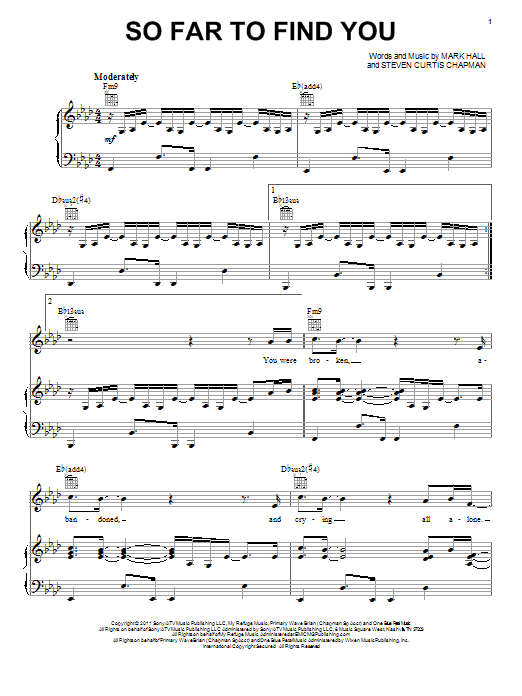 Casting Crowns So Far To Find You Sheet Music Notes & Chords for Piano, Vocal & Guitar (Right-Hand Melody) - Download or Print PDF