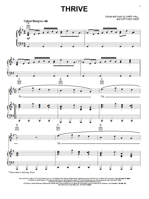 Casting Crowns Thrive Sheet Music Notes & Chords for Easy Piano - Download or Print PDF