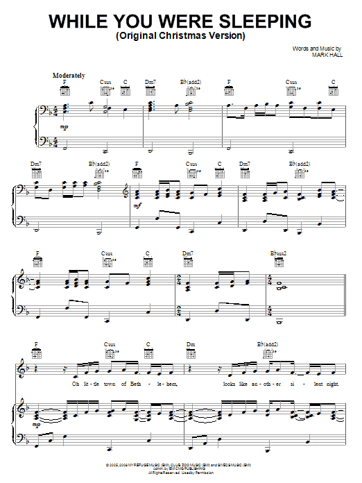 Casting Crowns While You Were Sleeping (Original Christmas Version) Sheet Music Notes & Chords for Piano, Vocal & Guitar (Right-Hand Melody) - Download or Print PDF