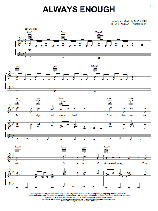 Preview Casting Crowns Always Enough Pop sheet music, notes and chords for Piano, Vocal & Guitar (Right-Hand Melody), SKU: 73138 Always Enough sheet music