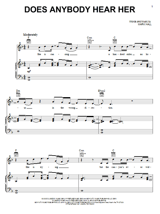 Preview Casting Crowns Does Anybody Hear Her Christian sheet music, notes and chords for Easy Guitar with TAB, SKU: 285675 Does Anybody Hear Her sheet music