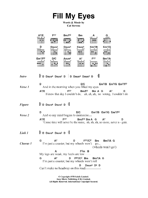 Cat Stevens Fill My Eyes Sheet Music Notes & Chords for Lyrics & Chords - Download or Print PDF