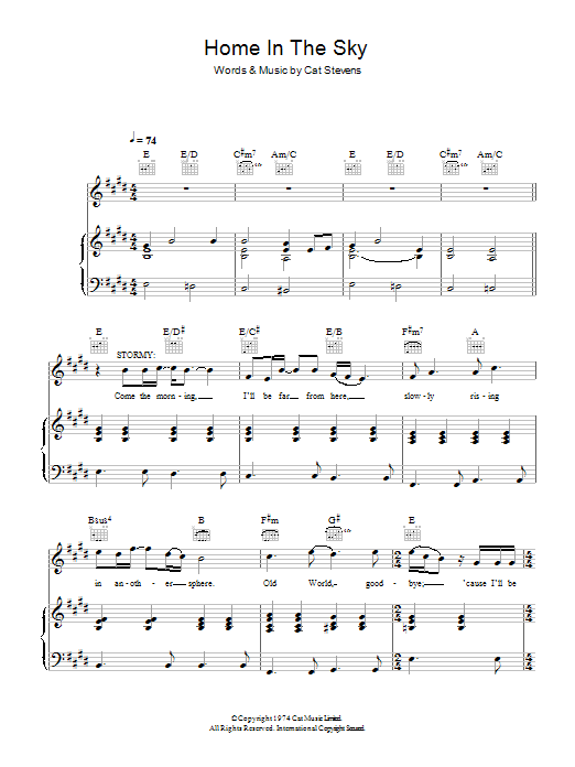 Cat Stevens Home In The Sky Sheet Music Notes & Chords for Piano, Vocal & Guitar - Download or Print PDF