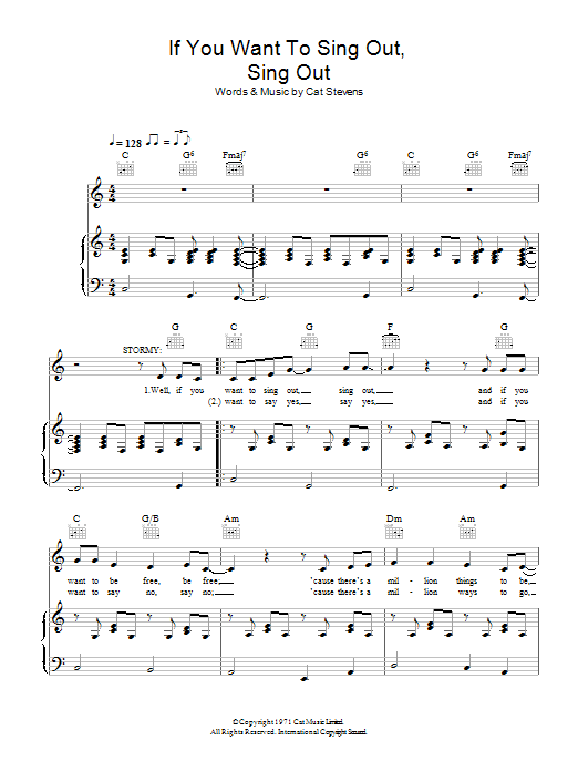 Cat Stevens If You Want To Sing Out, Sing Out Sheet Music Notes & Chords for Easy Piano - Download or Print PDF