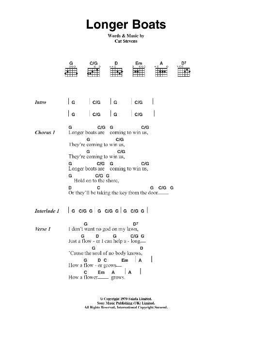 Cat Stevens Longer Boats Sheet Music Notes & Chords for Guitar Tab - Download or Print PDF