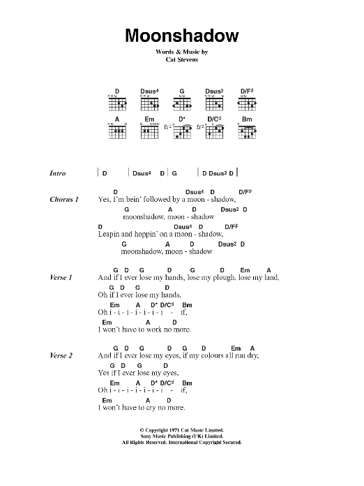 Cat Stevens Moon Shadow Sheet Music Notes & Chords for Easy Piano - Download or Print PDF