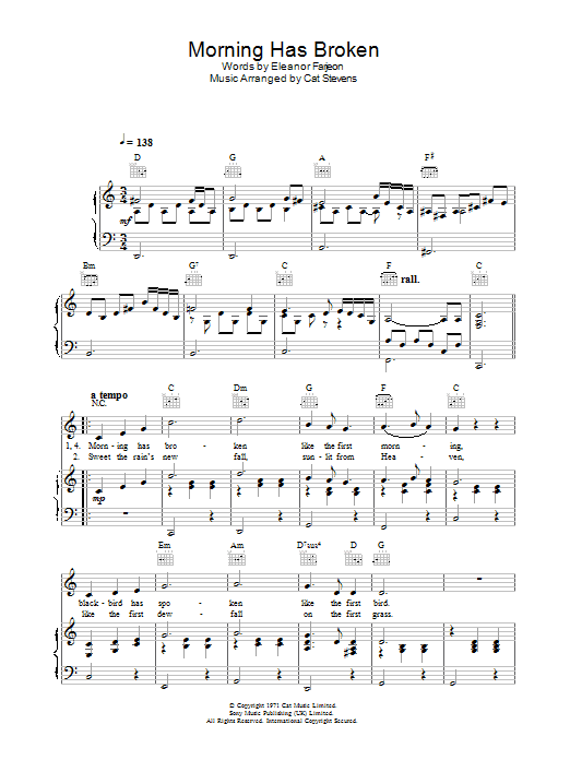 Cat Stevens Morning Has Broken Sheet Music Notes & Chords for Mandolin - Download or Print PDF