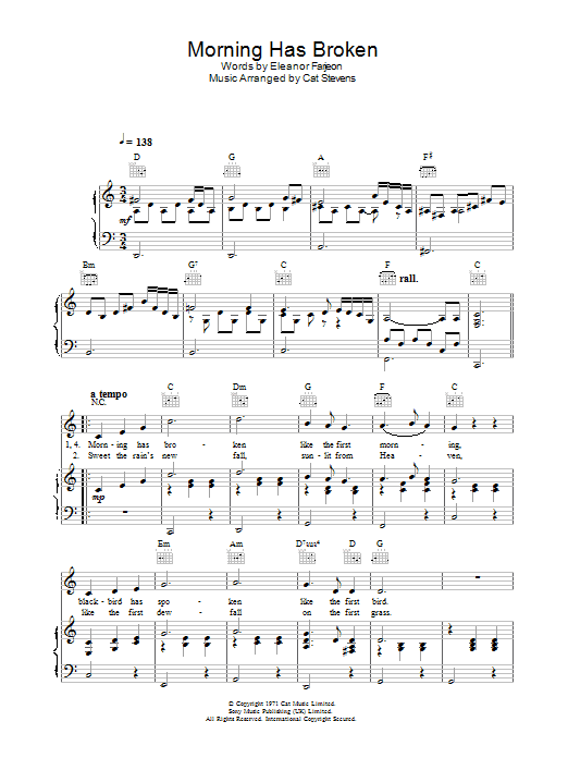 Cat Stevens Morning Has Broken Sheet Music Notes & Chords for Clarinet Solo - Download or Print PDF