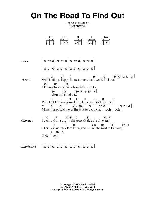 Cat Stevens On The Road To Find Out Sheet Music Notes & Chords for Guitar Tab - Download or Print PDF