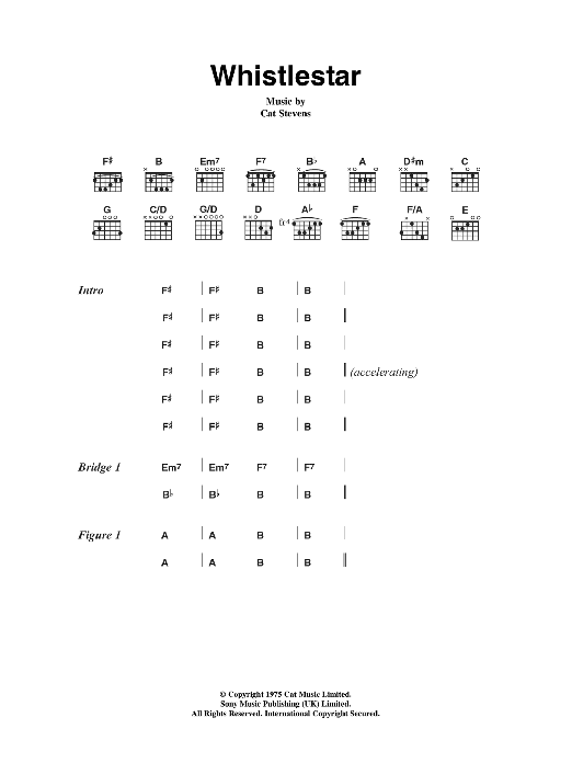 Cat Stevens Whistlestar Sheet Music Notes & Chords for Lyrics & Chords - Download or Print PDF