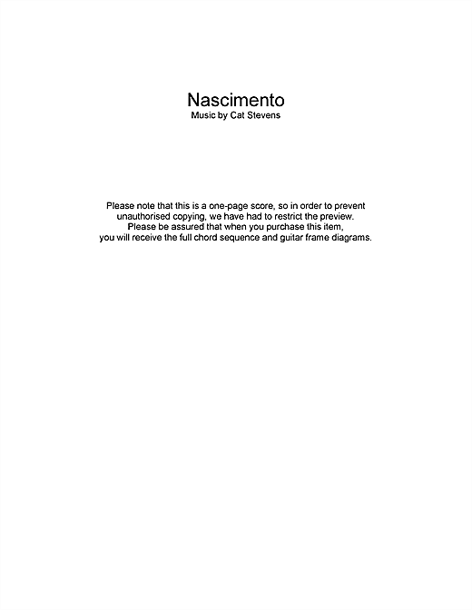 Cat Stevens Nascimento Sheet Music Notes & Chords for Lyrics & Chords - Download or Print PDF