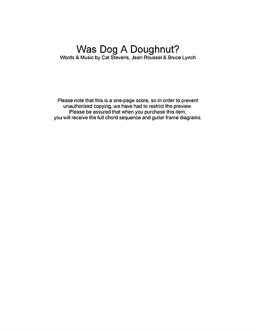 Cat Stevens Was Dog A Doughnut? Sheet Music Notes & Chords for Lyrics & Chords - Download or Print PDF
