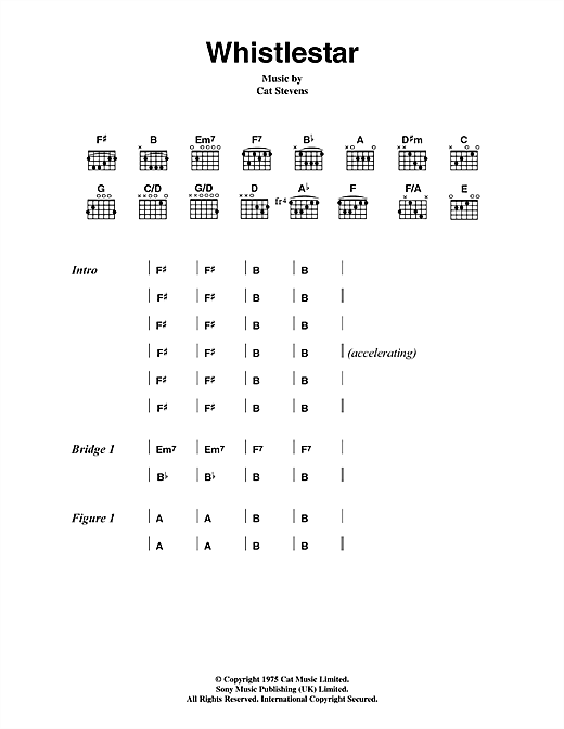 Cat Stevens Whistlestar Sheet Music Notes & Chords for Lyrics & Chords - Download or Print PDF