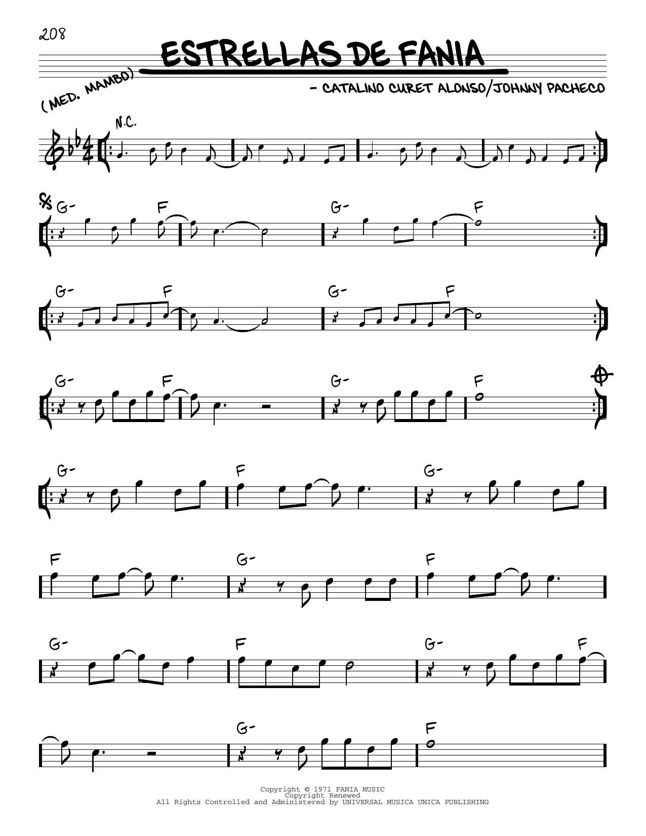 Catalino Curet Alonso Estrellas De Fania Sheet Music Notes & Chords for Real Book – Melody & Chords - Download or Print PDF