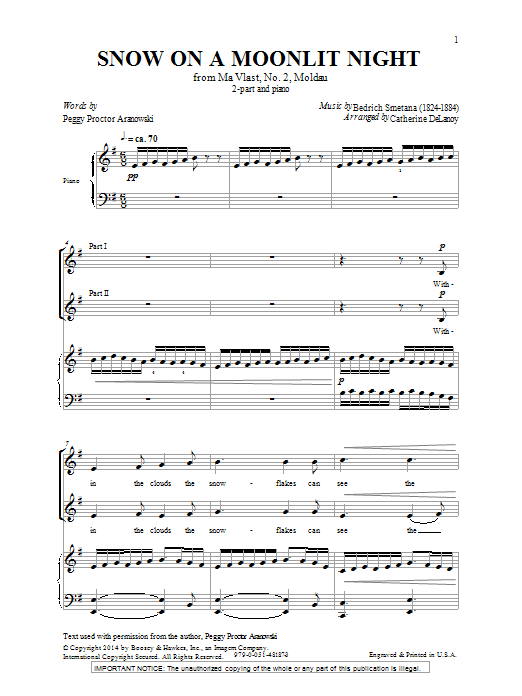 Catherine Delanoy Snow On A Moonlit Night Sheet Music Notes & Chords for 2-Part Choir - Download or Print PDF