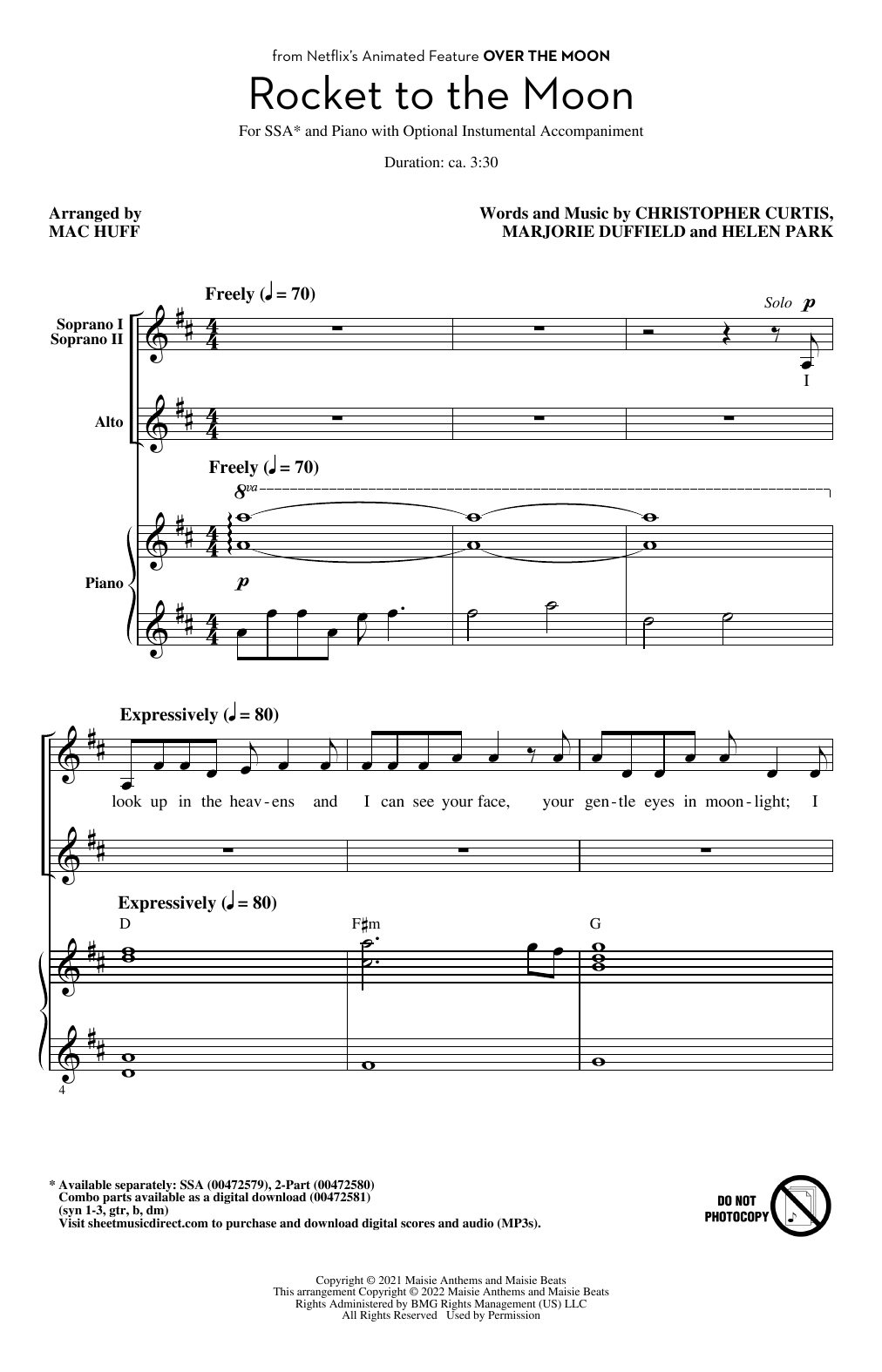 Cathy Ang Rocket To The Moon (from Over The Moon) (arr. Mac Huff) Sheet Music Notes & Chords for SSA Choir - Download or Print PDF