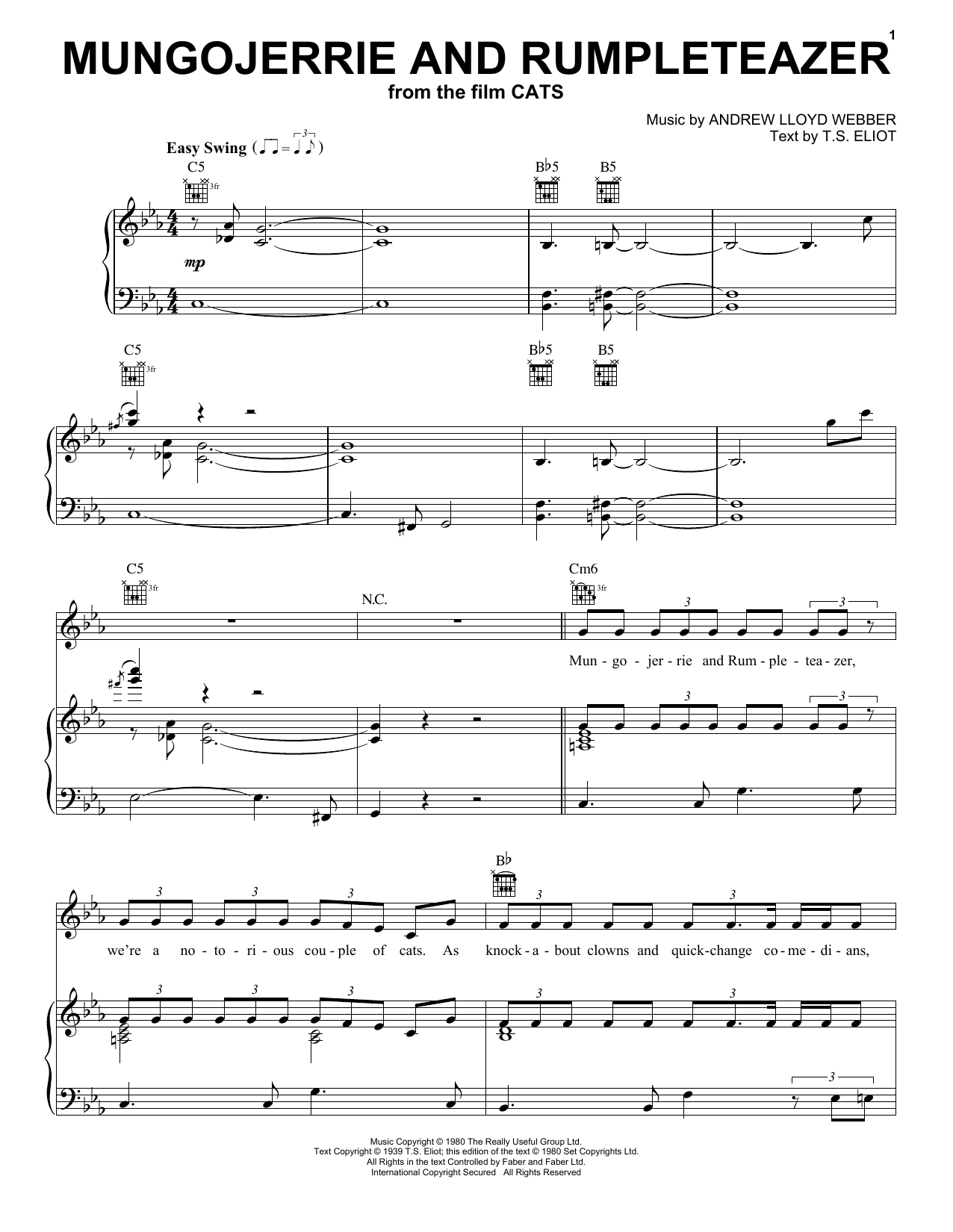 Cats Cast Mungojerrie And Rumpleteazer (from the Motion Picture Cats) Sheet Music Notes & Chords for Piano, Vocal & Guitar (Right-Hand Melody) - Download or Print PDF