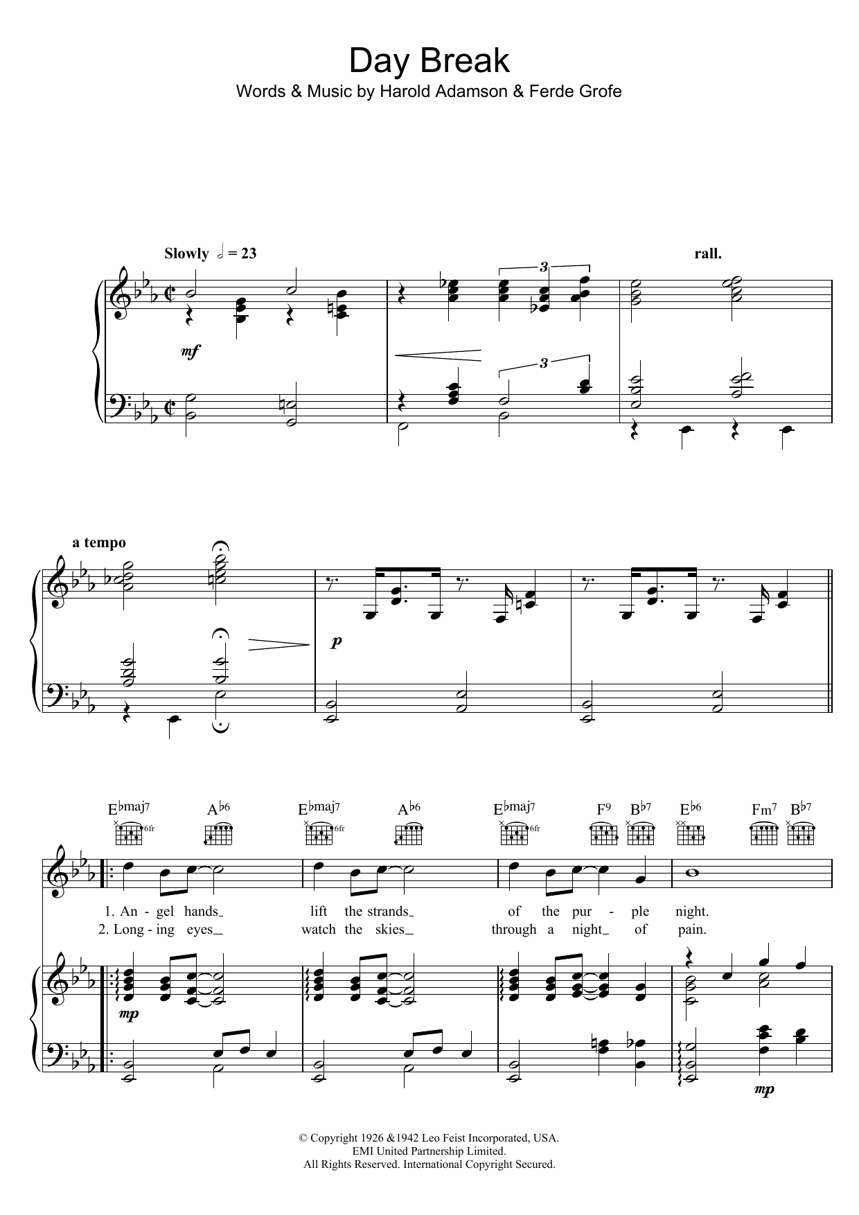 Cavan O'Connor Day Break Sheet Music Notes & Chords for Piano, Vocal & Guitar (Right-Hand Melody) - Download or Print PDF