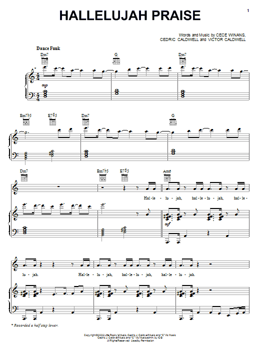 CeCe Winans Hallelujah Praise Sheet Music Notes & Chords for Piano, Vocal & Guitar (Right-Hand Melody) - Download or Print PDF